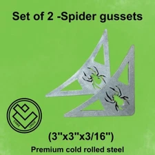 Spider Gusset 3”x3"x 3/16” -Set of (2) Metal Gusset, Steel Roll cage, Weldable