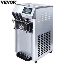 VEVOR 18-20L/h Commercial Ice Cream Machine Countertop Soft Serve Maker 3Flavors