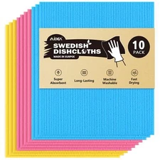 Swedish Dishcloths for Kitchen-10Pack, Absorbent Sponge Cloth Reusable 7"x6"