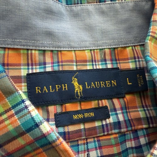 Polo Ralph Lauren pomarańczowa krata bawełna Oxford koszulka z guzikami XL bez prasowania - Zdjęcie 5 z 10