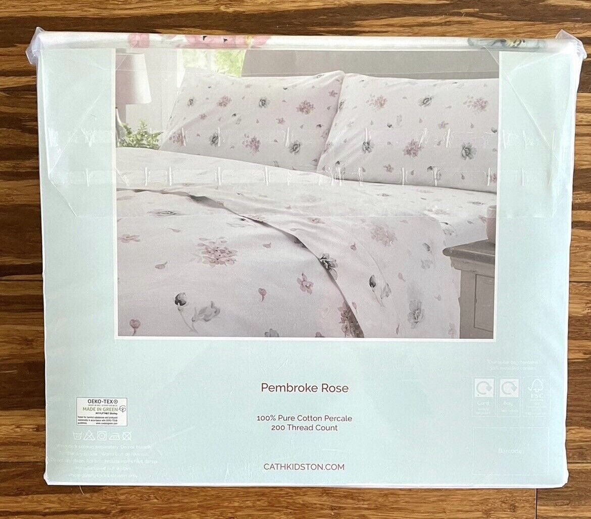 Cath Kidston London QUEEN Size Cotton Sheet Set Pembroke Rose Pastel Floral eBay