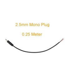 50pcs 25cm Audio Aux Cord 2.5mm Mono Male Plug 2pin Wire DIY Pigtail Cable Black