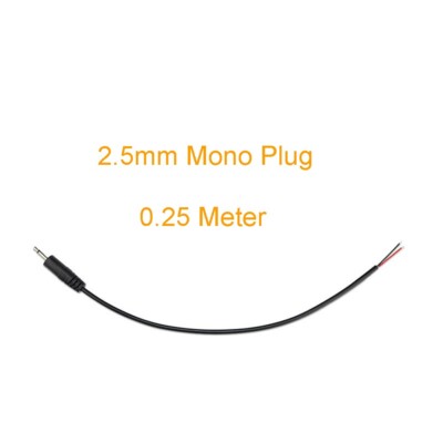 50pcs 25cm Audio Aux Cord 2.5mm Mono Male Plug 2pin Wire DIY Pigtail Cable Black