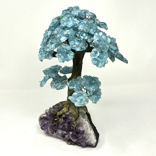 Amethyst Bonsai Tree Aquamarine Healing Crystals Gemstone Purple Rock Home Decor