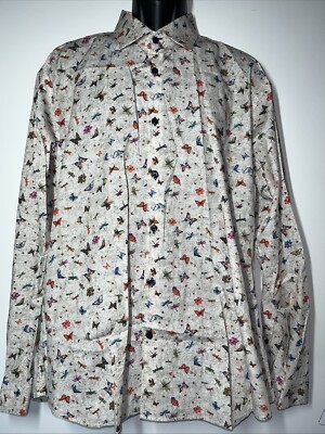 Jared Lang Mens Butterfly Print Dress Shirt Button Up Size 2XL