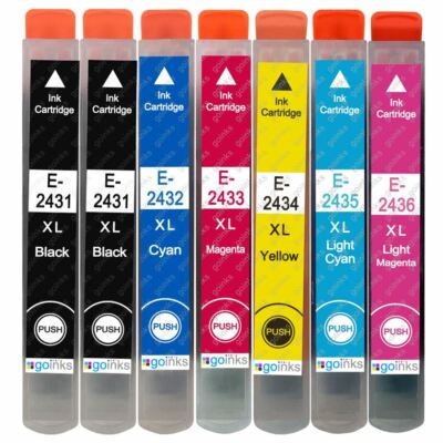 7 Tintenpatronen (Set+Bk) für Epson Expression Photo XP-55 XP-760 XP-860 XP-960
