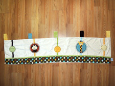 NOJO JUNGLE TALES VALANCE MONKEY GIRAFFE POLKA DOTS CREAM PLUSH MULTI COLOR TABS