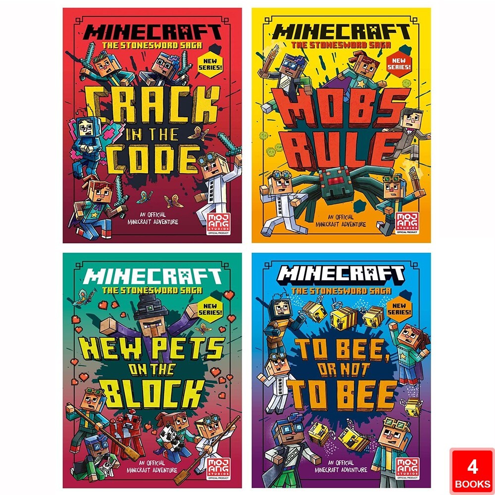 Minecraft Stonesword Saga Series 4 Books Set by Mojang AB Crack in the Code