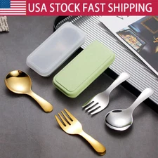 Stainless Steel Kid Spoon Fork Set Convenient to Use Travel Mini Tableware