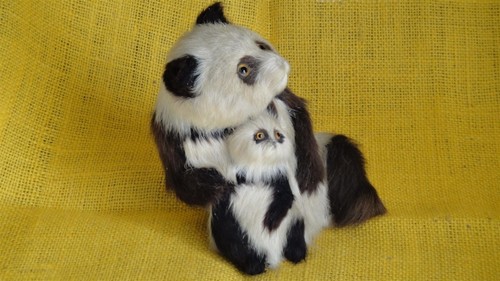 VINTAGE CHINESISCH ? PELZIGE MOHAIR PANDABÄREN PUPPEN - Bild 8 von 12
