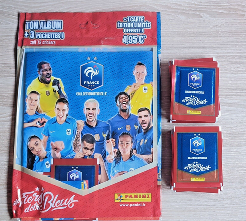 PANINI FIERS D'ETRE BLEUS 2023 1 Pack Album+ 3 Pochettes + 43 Pochettes ...