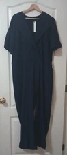 Soncy Crossover Jumpsuit Women 0 (12) Navy Blue V-Neck NO WAIST TIE