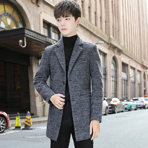 Gabardina de hombre chaquetón cuello con muescas chaqueta de un solo pecho abrigo ropa exterior - Imagen 6 de 17