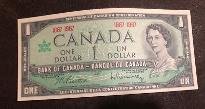 1967 Canada 1 Dollar UNCIRCULATED BankNote Confederation Centennial-No Serial #