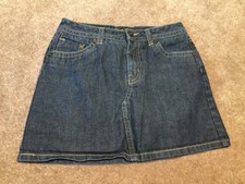 Girls Justice Dark Wash Jean Skirt Built In Shorts Size 12 Gold Stitching