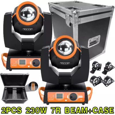 2PCS Sharpy 7R 230W Spot Moving Head Light Strobe Rainbow Effect W/Flight Case