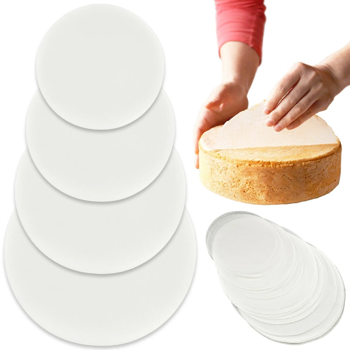 50x NON STICK Cake Baking Tin Liners Round Greaseproof Paper Circles 6