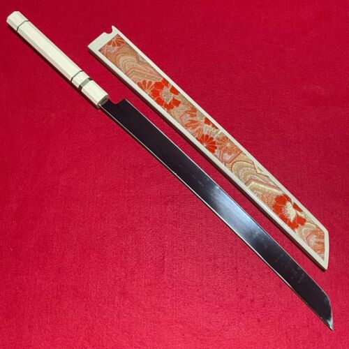 Japanese Honyaki Maguro Tuna Sashimi Knife 450mm VG10 Artificial ivory + Saya - Picture 2 of 4