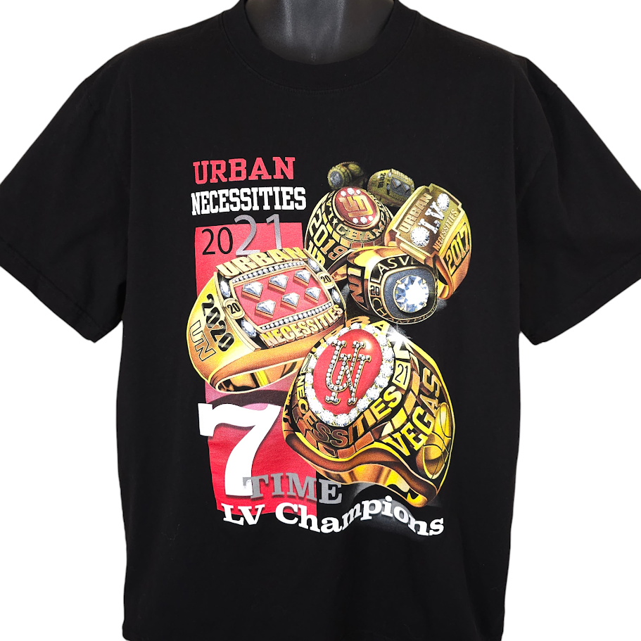 Urban Necessities T Shirt Mens Size XL Black 7 Time LV Champions