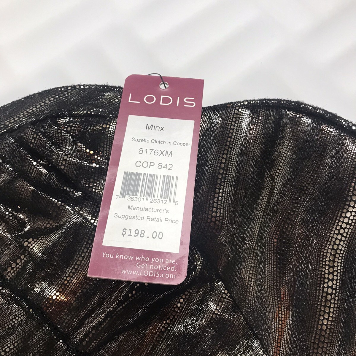 NEW W/TAGS Lodis Suzette Copper & Metallic Minx Clutch/Handbag