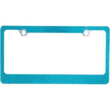 7 Rows Bling Blue Crystal Rhinestone Metal License Plate Framecaps