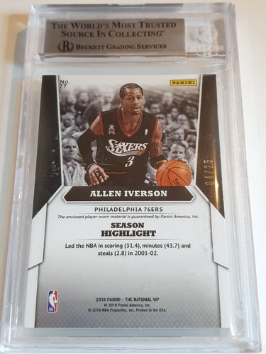 2018 National Gold VIP Allen Iverson #PATCH /25 Worn Jersey - BGS 9 (POP 1) - Picture 4 of 4