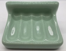 Vintage Jadeite Seafoam Green Ceramic Tile-In Wall Bathroom Soap Dish Holder