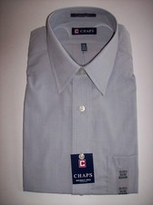 Chaps Shirt Mens Dress Pearl Grey Medium 15-15.5 Sleeve 34-35 Wrinkle Free NWT