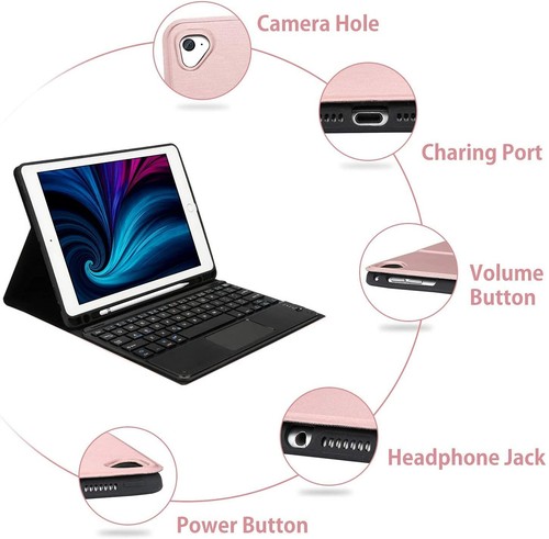 For iPad 10.2" 5/6/7/8/9th Gen Bluetooth Touchpad Keyboard Case Cover w/ Backlit - Picture 22 of 37
