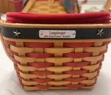 Longaberger Inaugural Basket with Liner and Protector, red white and blue, 2001