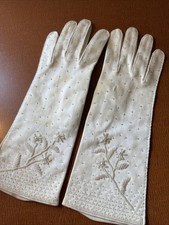 Vtg Ivory Simplex 100 Cotton Gloves Size 7 Beaded