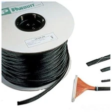 PANDUIT SE25P-TR0 Braided Expandable Sleeving, 0.25" Dia., Black, Polyethyl