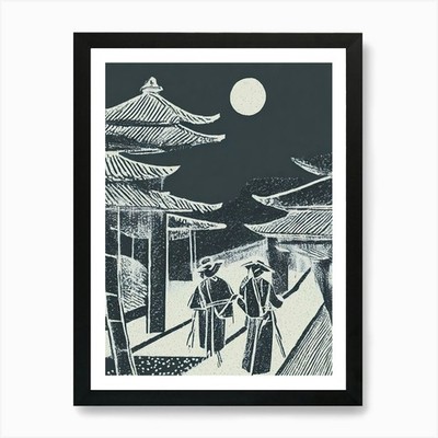 A Busy Silk Trading Post In Ancient Framed Wall Art Poster Canvas Print Picture