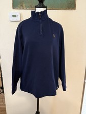 Polo Ralph Lauren Estate Rib Sweater Men  s Navy Blue 1/4 Zip Flesh Pony Medium
