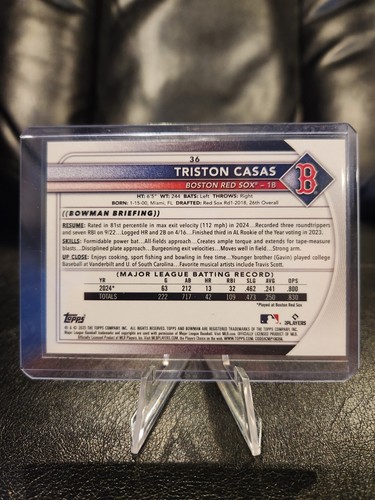 2025 Bowman #36 Triston Casas Purple Bandana /199! - Bild 3 von 3