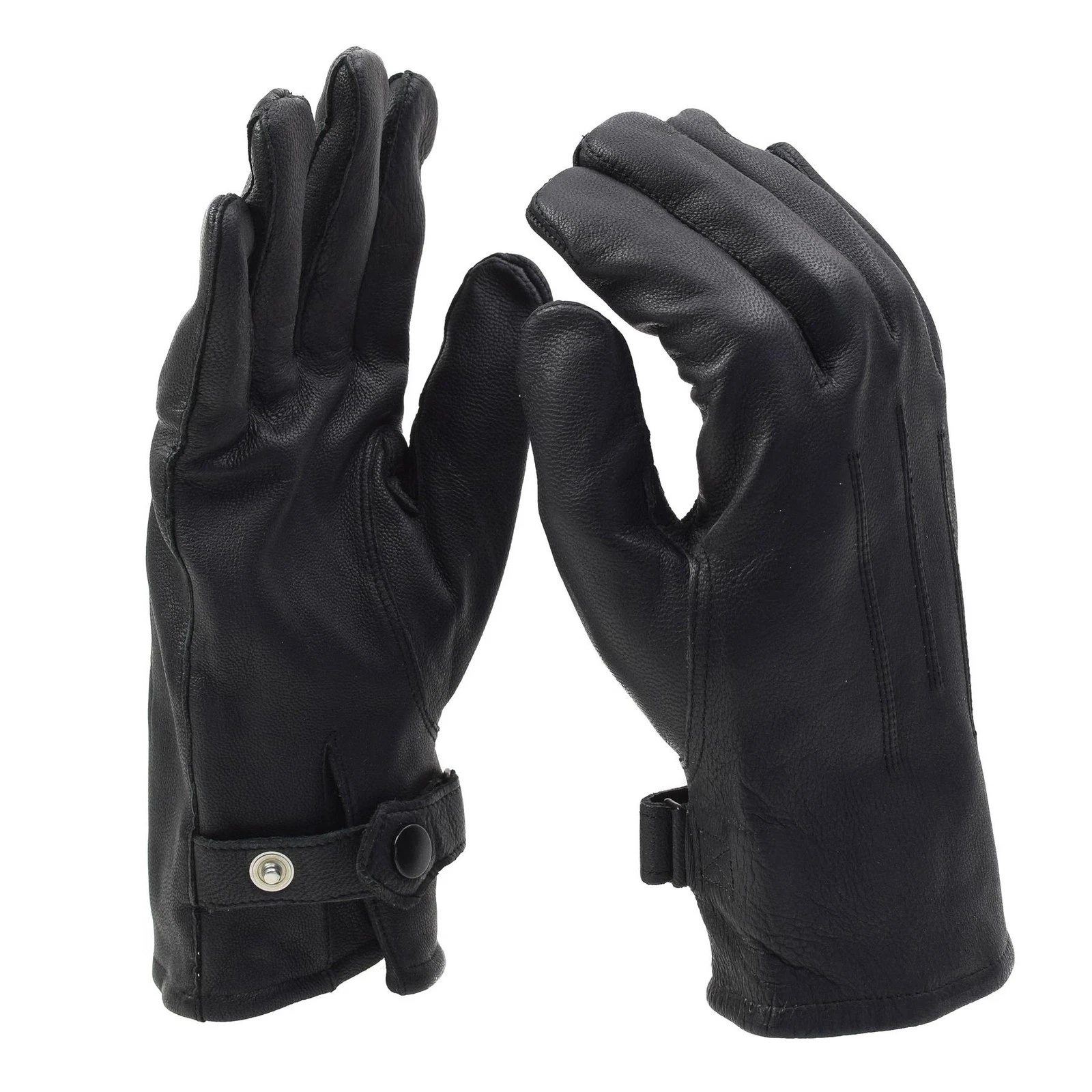 Genuine Dutch Army Leather Winter Gloves Warm Lined Black