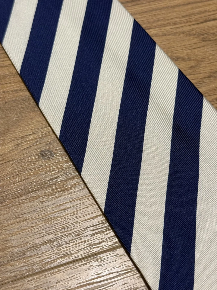 Cravatta Carlo Colombo in seta a righe silk regimental Tie Rack Vintage Nos Tag - Immagine 4 di 4