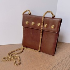 Elegant vintage Brown Leather Chain Bag