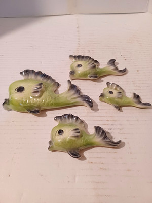 Vintage Set of Four Mid Century Fish Wall Art Tropic Treasures by Ceramicraft