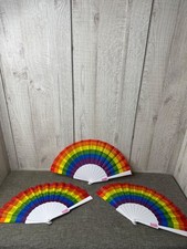 Rainbow Hand Fans Pride Theme Lightweight  Foldable Go Love Yourself Set of 3