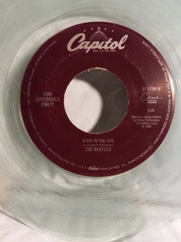 The Beatles Sgt Pepper's/A Day in The Life Jukebox   7" single clear vinyl
