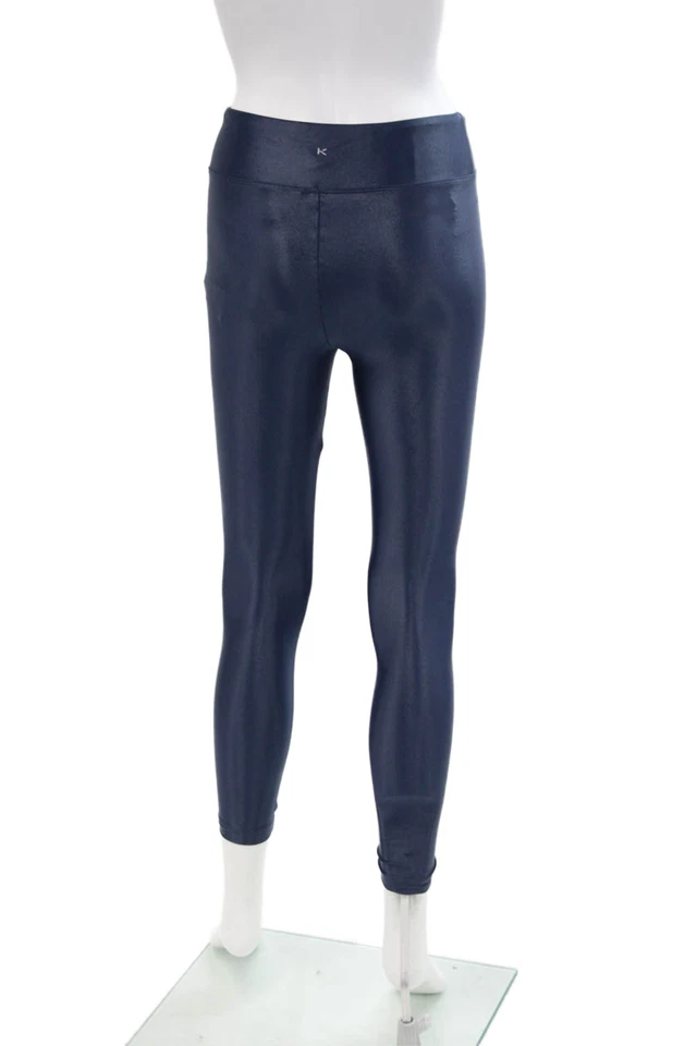 Leggings informales Koral brillantes de cintura alta de longitud completa azul marino talla S Foto 3 de 4