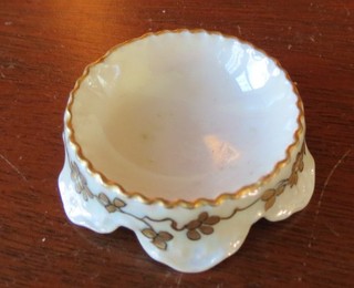 Haviland Limoges Skirted Hand Painted Iridescent 1 7/8” Open Salt Cellar