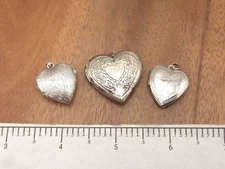 Vintage-Now 3 Piece Costume Heart Shape Locket Lot Filigree Victorian Style #7