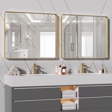 Horizontal or Vertical, Tempered Glass, Anti-Rust, Rectangle Bathroom Vanit