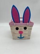 Osterkorb niedliche Hasen optik Eierkorb mit Henkel geflochten 15x15x22
