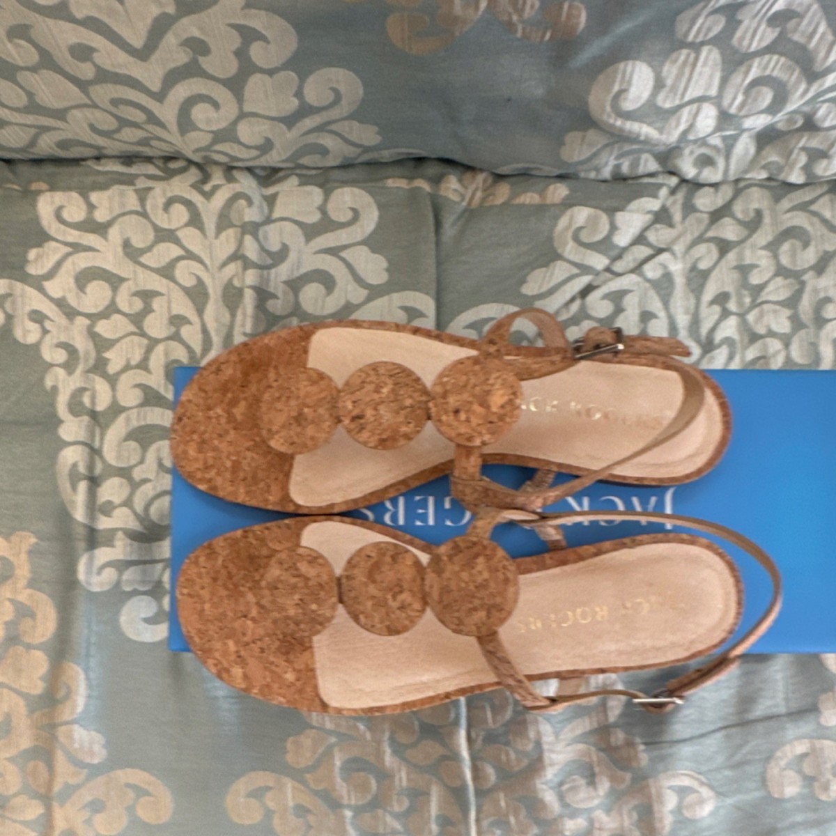 Jack Rogers Worth Flat Sandals Cork Brown Buckle Ankle Strap Women's US 8.5 M View 3