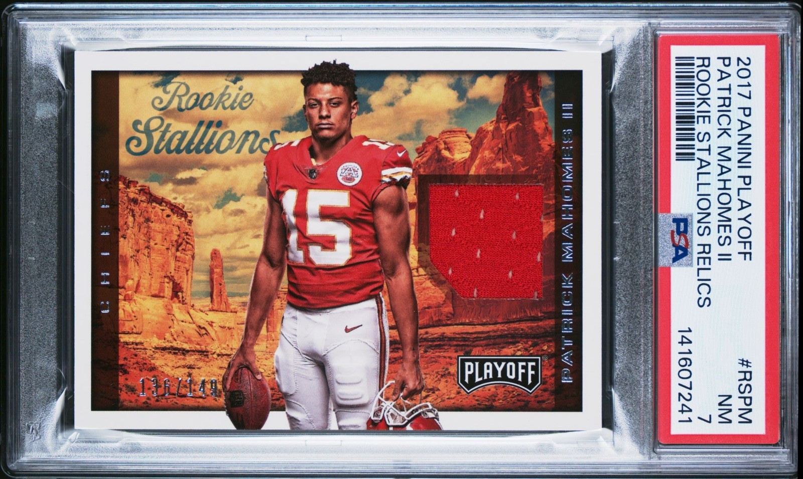 Patrick Mahomes Panini Playoff Rookie Stallions Relics #RSPM Base