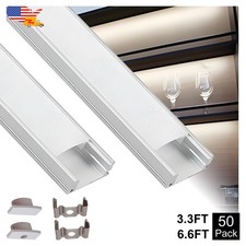50 Pack 3.3FT U Shape Aluminum Led Channel With Milky Cover For Led Strip Light