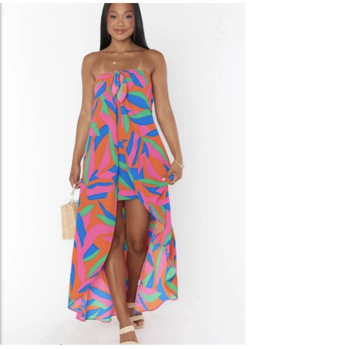 Show Me Your MuMu Ipanema Strapless Hi Low Dress vacation resort coastal,size XS